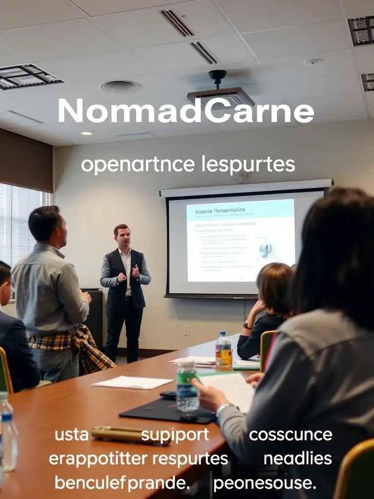 A NomadCare consultant providing training to a partner organization's staff, showcasing the support and resources provided.